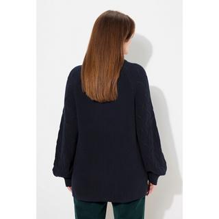 Ulla Popken  Pullover, Zopfmuster, Stehkragen, Langarm, Biobaumwolle 