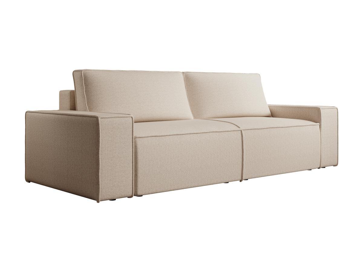 Vente-unique Sofa 4-Sitzer - Mit Schlaffunktion - Strukturstoff - Beige - AMELIA  