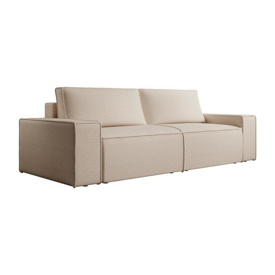 Vente-unique Canapé 4 places convertible en tissu texturé beige AMELIA  