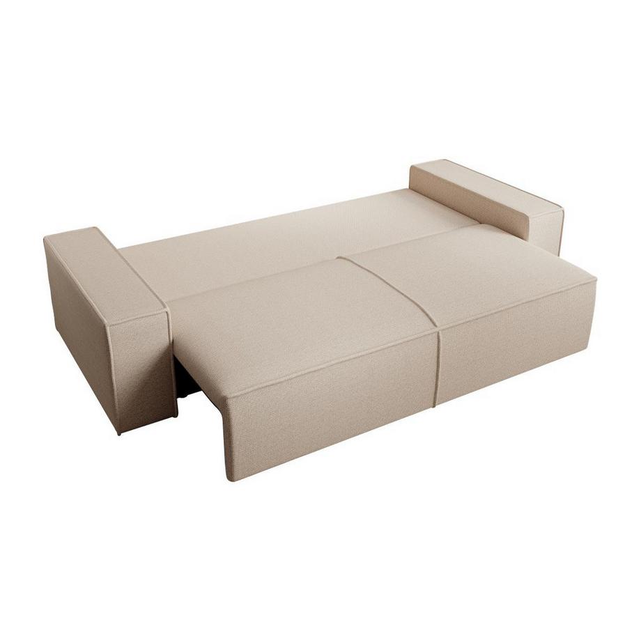 Vente-unique Canapé 4 places convertible en tissu texturé beige AMELIA  