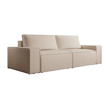 Canapé 4 places convertible en tissu texturé beige AMELIA