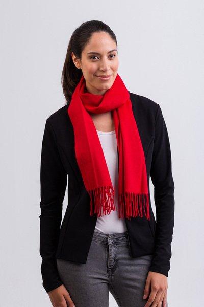 CASH-MERE.CH Écharpe unie à franges  