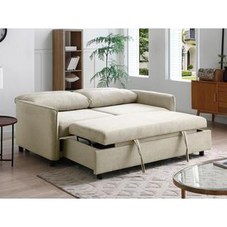 Vente-unique Canapé 3 places convertible en tissu beige IPANEDA  