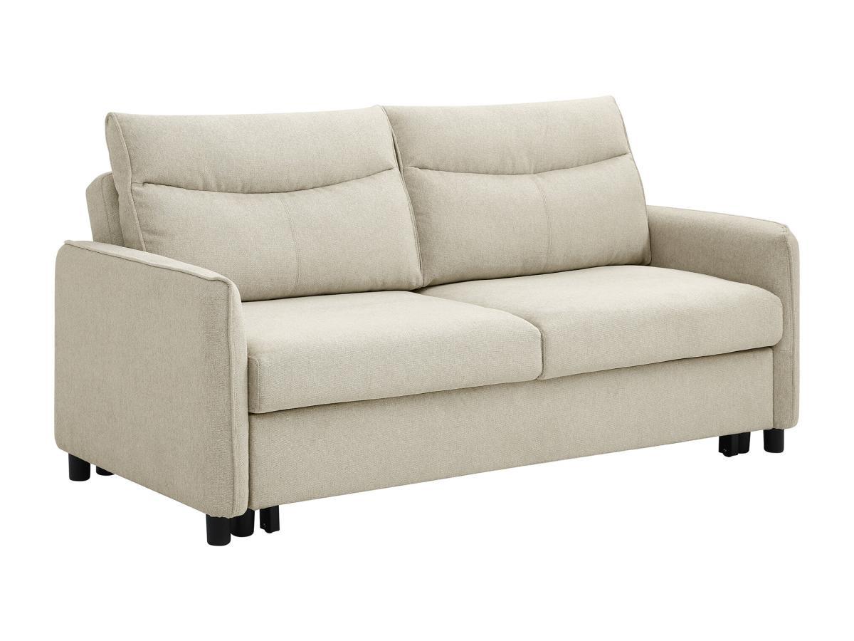 Vente-unique Canapé 3 places convertible en tissu beige IPANEDA  