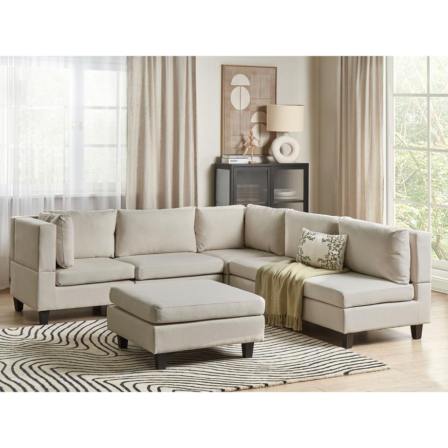 Beliani Ecksofa mit Ottomane aus Stoff  UNSTAD  