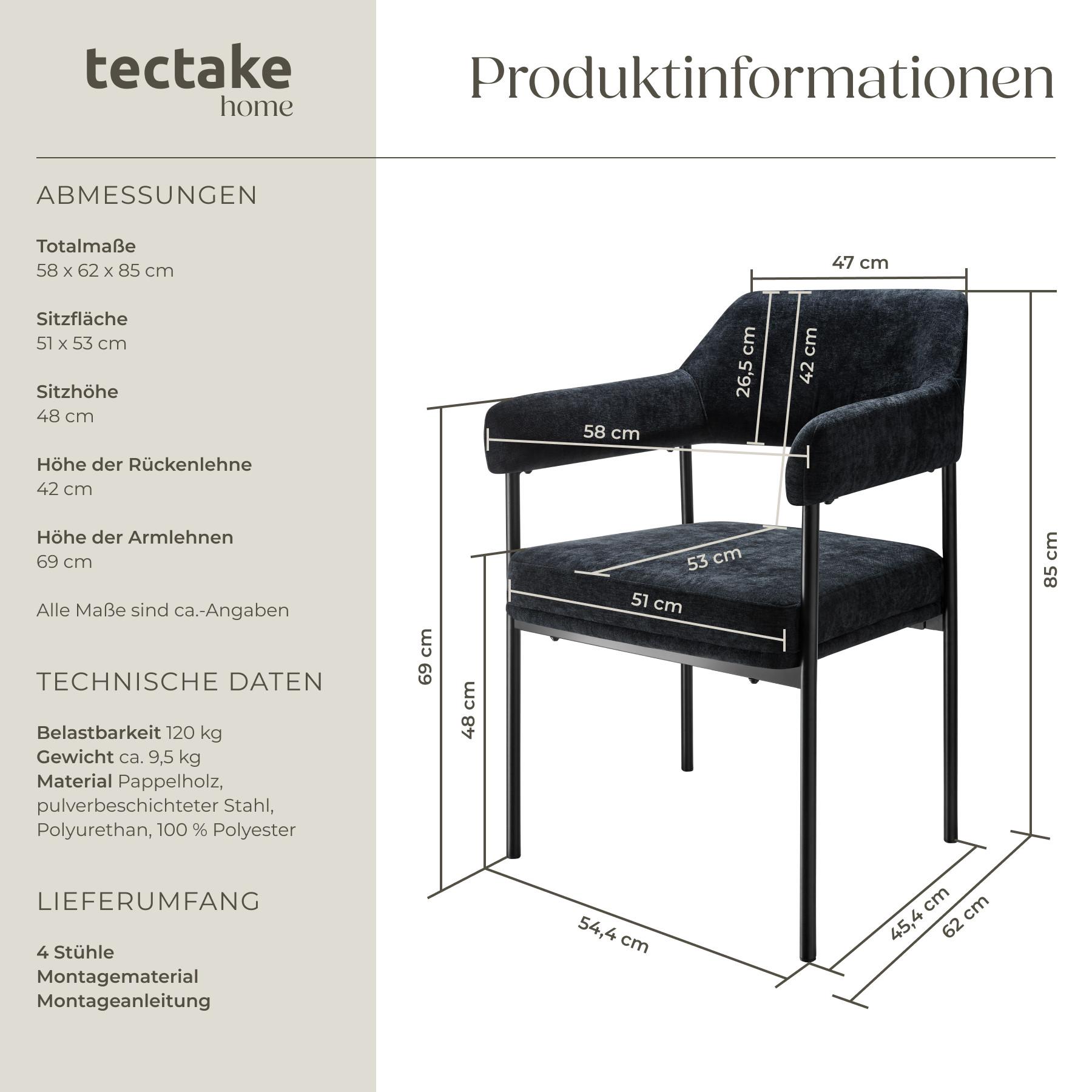 Tectake Poltrona Doé, imbottita, gambe in acciaio  