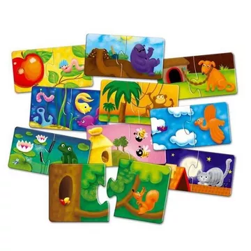 SET Puzzle double - A qui est la maison ?  & Puzzle double - A qui est le bébé ?  & Double puzzle Couleurs amusantes