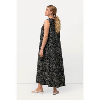 Ulla Popken  Maxikleid, gemustert, A-Linie, V-Ausschnitt, ärmellos 