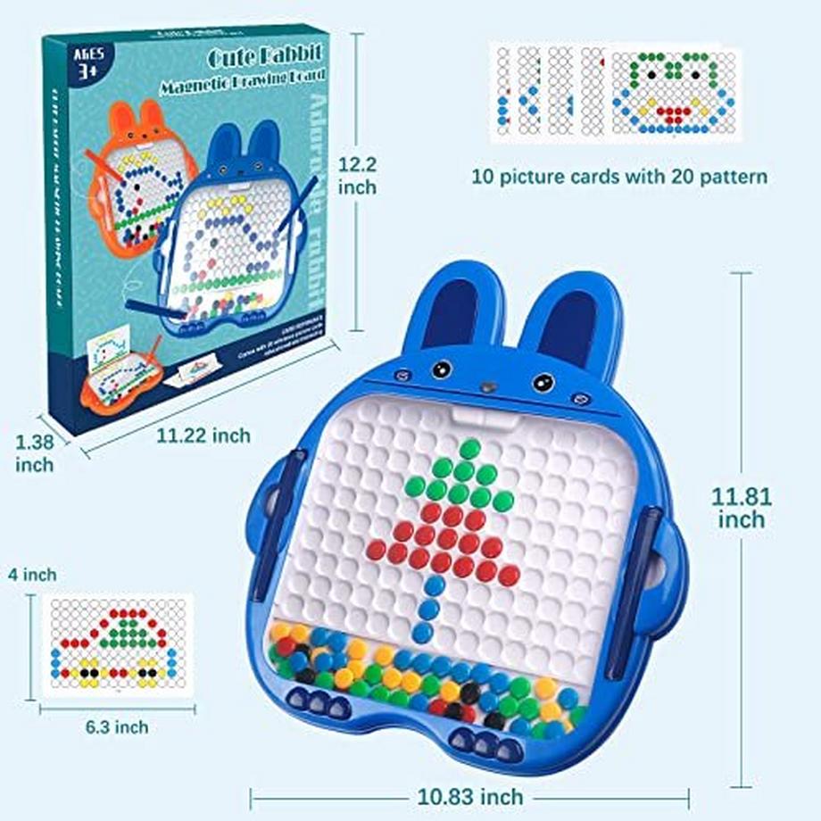 Activity-board  Tableau magnétique pour enfants, planche à dessin, planche à dessin magnétique, tableau de peinture de lapin, tableau magique avec deux crayons magnétiques 