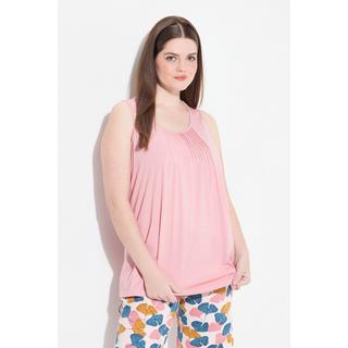 Ulla Popken Top pigiama nervature scollo rotondo senza maniche  