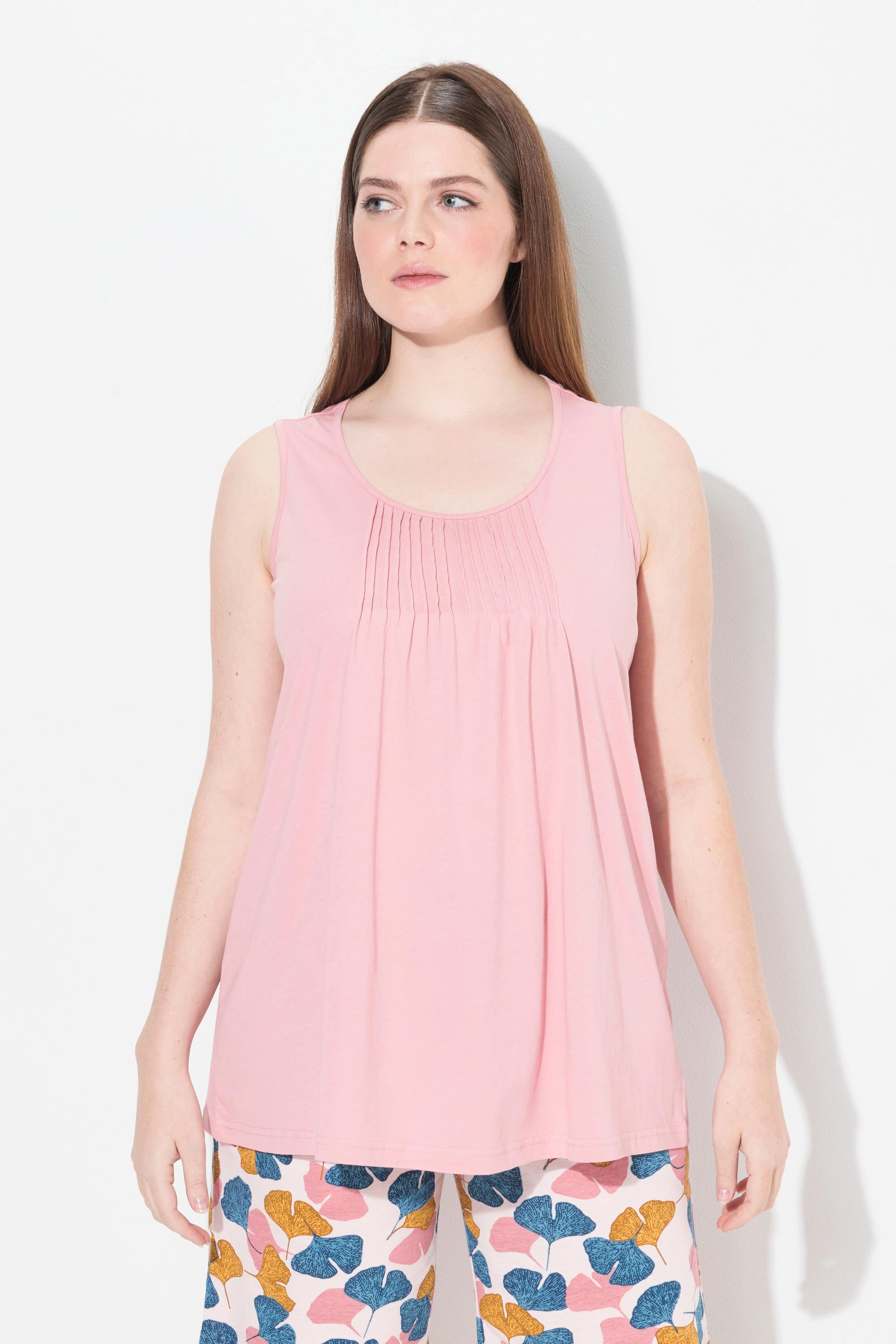 Ulla Popken Top pigiama nervature scollo rotondo senza maniche  