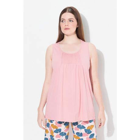 Ulla Popken Top pigiama nervature scollo rotondo senza maniche  