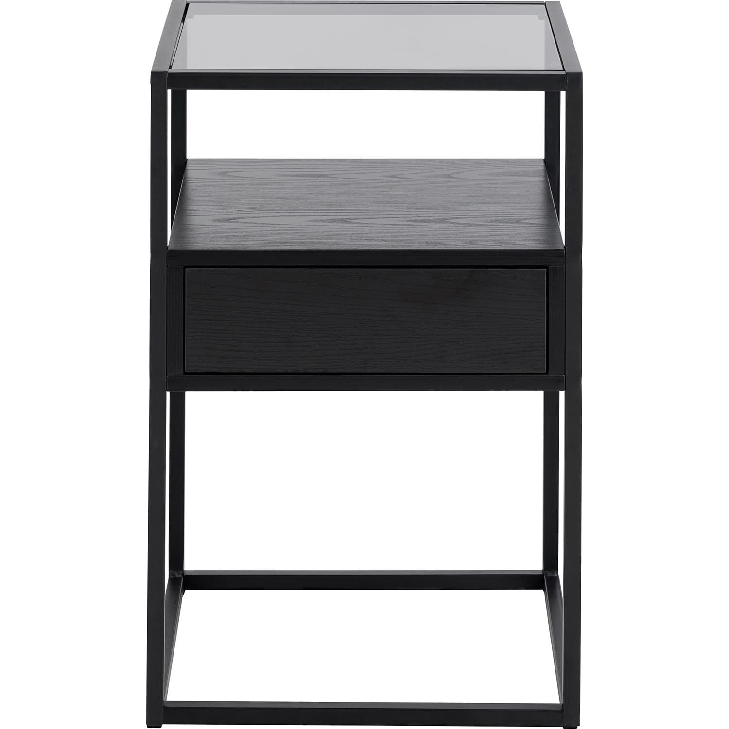 mutoni Table de nuit Randall verre noir 40x35  