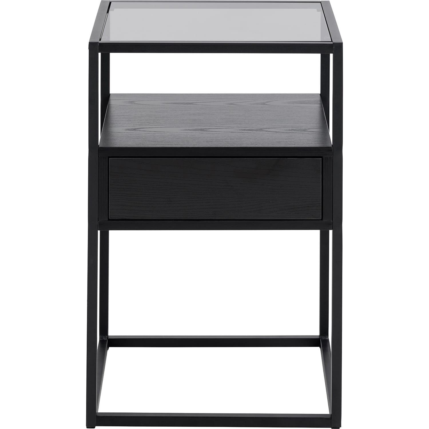 mutoni Table de chevet Randall verre noir 40x35  