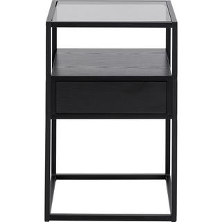 mutoni Table de chevet Randall verre noir 40x35  