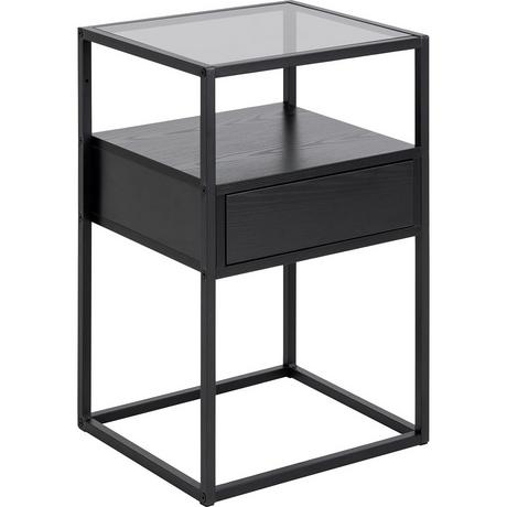 mutoni Table de chevet Randall verre noir 40x35  