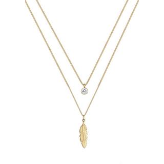 Elli  Halskette Layer-Design Feder Kristall 