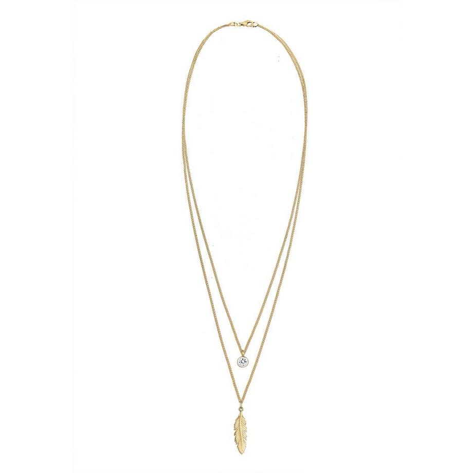 Elli  Halskette Layer-Design Feder Kristall 
