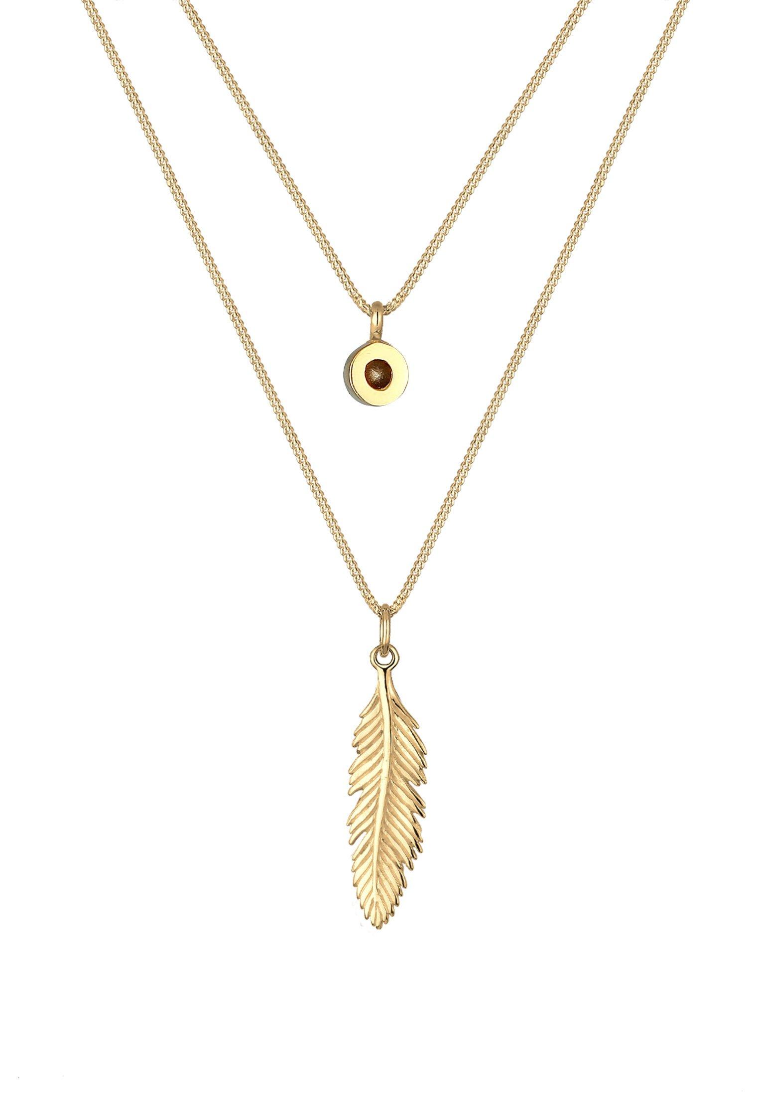 Elli  Halskette Layer-Design Feder Kristall 