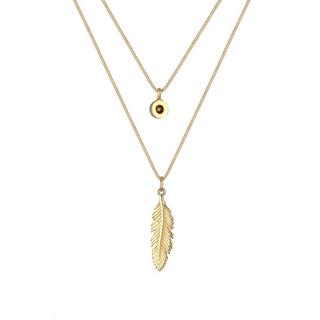 Elli  Halskette Layer-Design Feder Kristall 