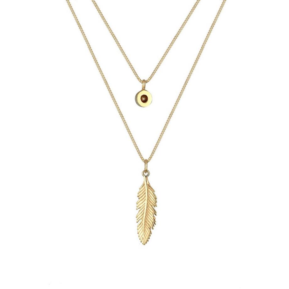 Elli  Halskette Layer-Design Feder Kristall 