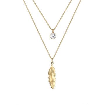 Halskette Layer-Design Feder Kristall