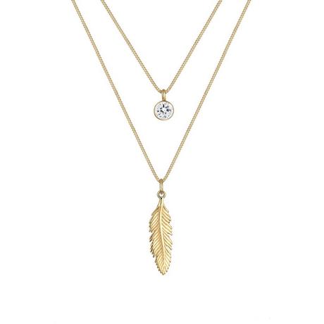 Elli  Halskette Layer-Design Feder Kristall 