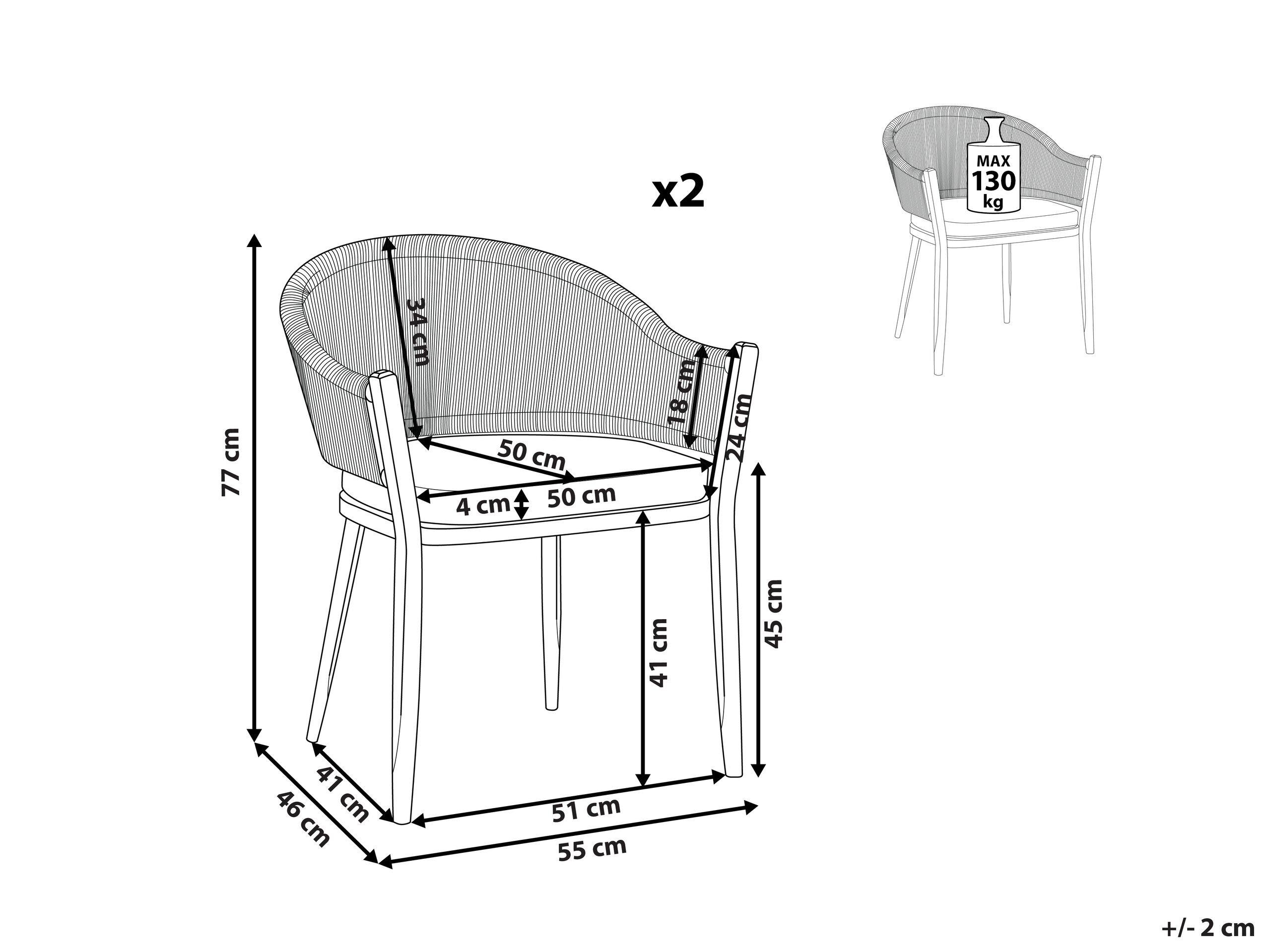 Beliani Lot de 2 chaises en Aluminium Industriel MILETO  