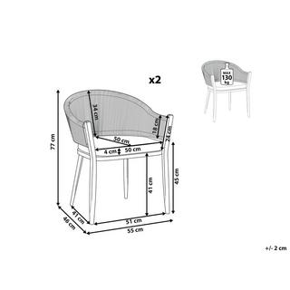 Beliani Lot de 2 chaises en Aluminium Industriel MILETO  