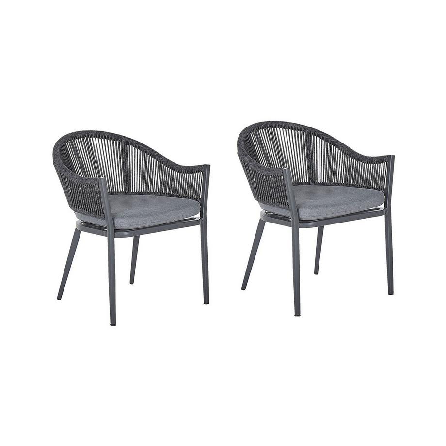 Lot de 2 chaises de jardin avec coussins en Aluminium  MILETO