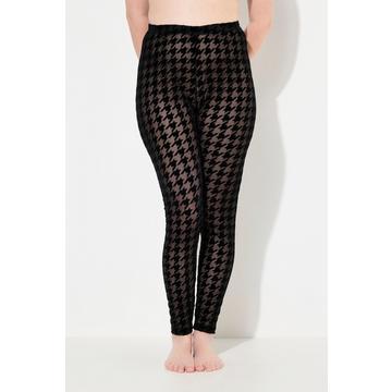 Legging en mesh, flocage et motif pied-de-poule