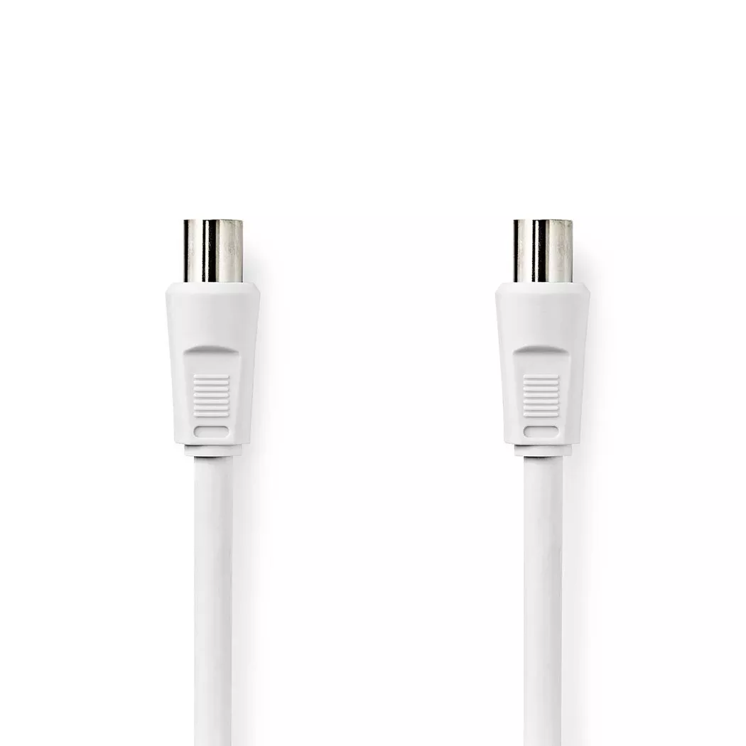 Nedis – Koaxialkabel | IEC (Koax) Stecker Vernickelt 90 dB 75 Ohm Doppelt geschirmt 3,00 m Rund PVC Weiß Etikett, 2 Meter