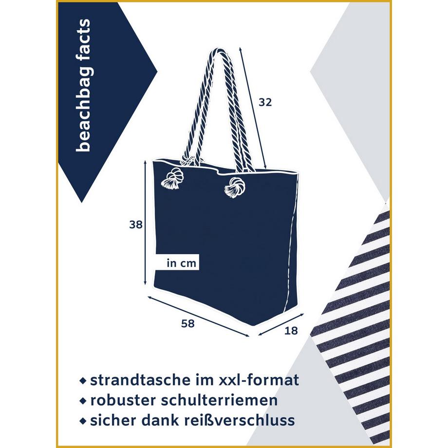 Only-bags.store Große wasserabweisende Strandtasche mit Reißverschluss  