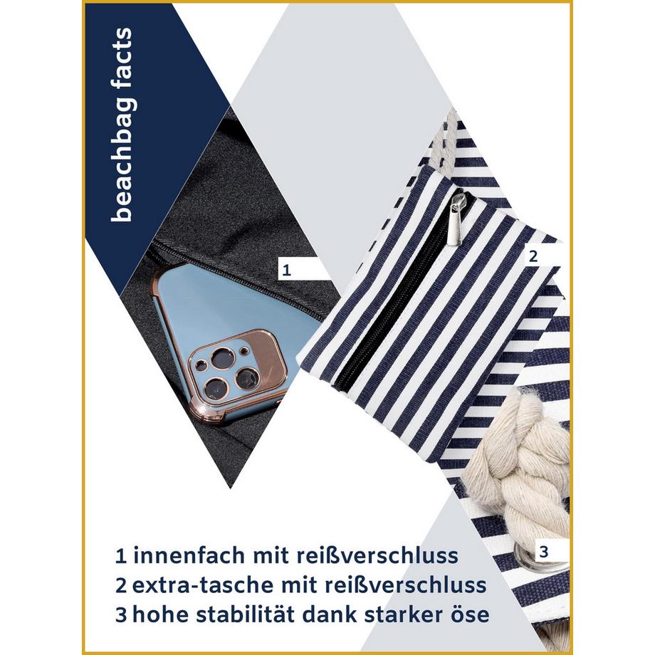 Only-bags.store Große wasserabweisende Strandtasche mit Reißverschluss  