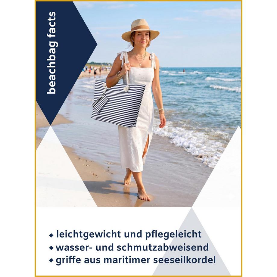 Only-bags.store Große wasserabweisende Strandtasche mit Reißverschluss  