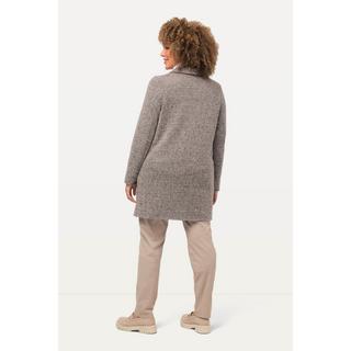 Ulla Popken  Strickjacke, melierter Strukturstrick, A-Linie, Revers 