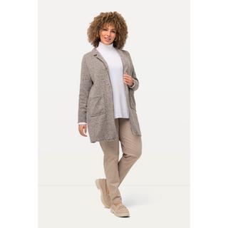 Ulla Popken  Strickjacke, melierter Strukturstrick, A-Linie, Revers 