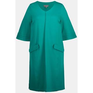 Ulla Popken Robe Midi Punto Ligne A Biais Col V Manches 3/4  