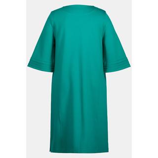 Ulla Popken Robe Midi Punto Ligne A Biais Col V Manches 3/4  