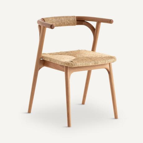 AM.PM Fauteuil de table en chêne et paille  