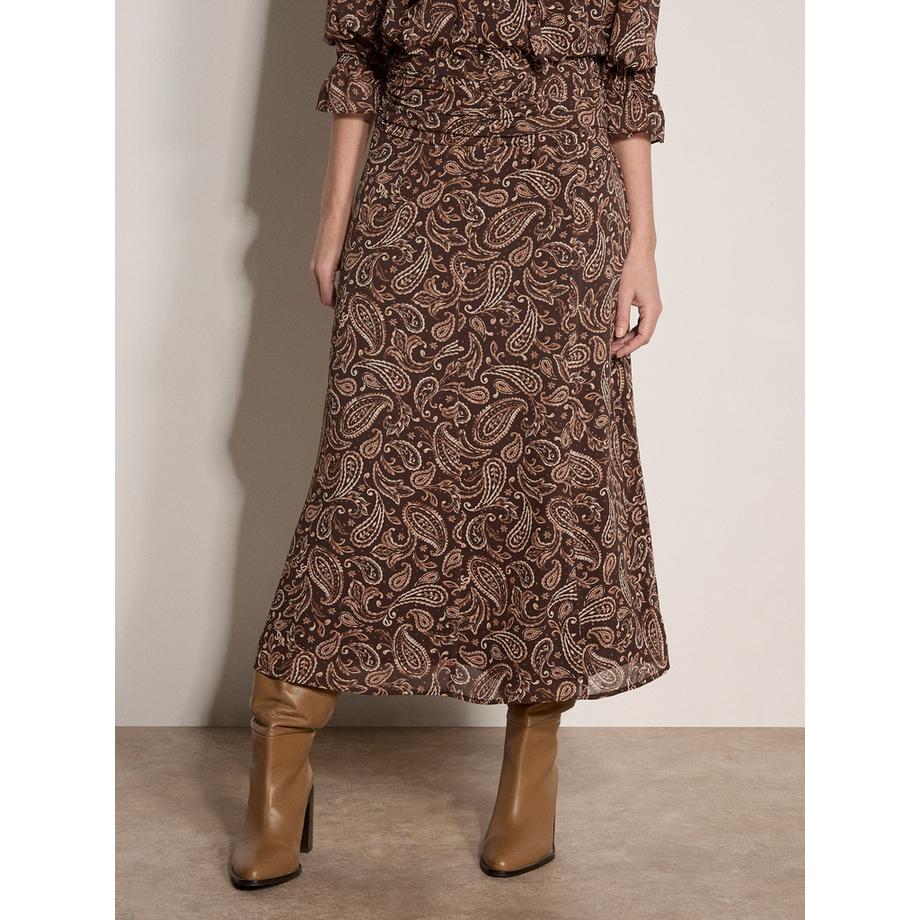 Chiffon-Midaxi-Rock in A-Linie mit Paisley-Muster