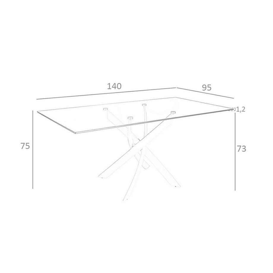 ANGEL CERDA Table à manger rectangulaire verre trempé et acier chromé  