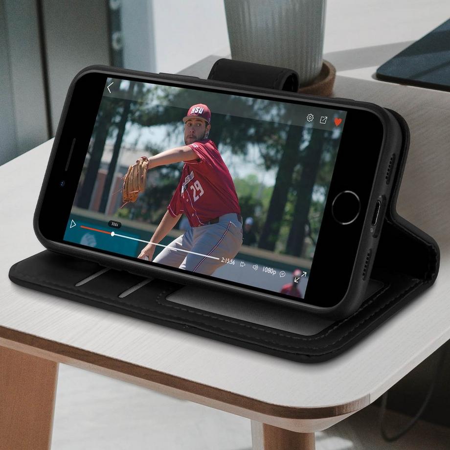 Avizar  Leder Hülle iPhone 7/ 8/ SE 2020 Schwarz 