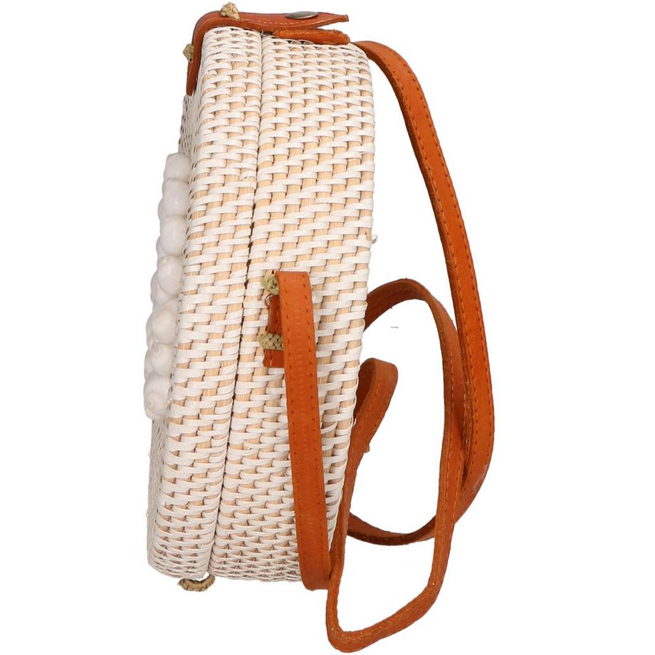 Gave Lux Runde geflochtene Umhängetasche mit Muschelverzierung  