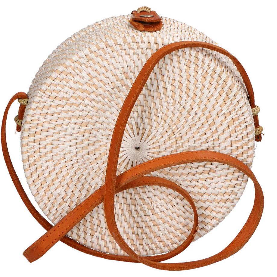 Gave Lux Runde geflochtene Umhängetasche mit Muschelverzierung  