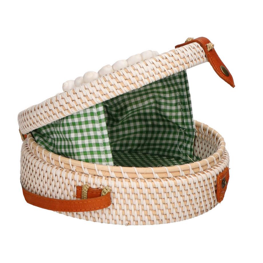 Gave Lux Runde geflochtene Umhängetasche mit Muschelverzierung  