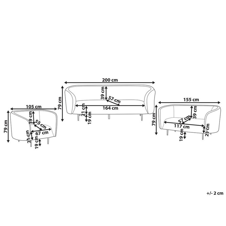 Beliani Wohnzimmer Set aus Bouclé Minimalistisch LOEN  