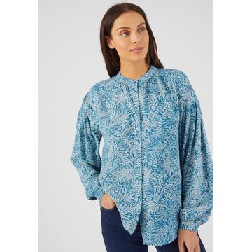 Fließende Bluse mit Blättermuster