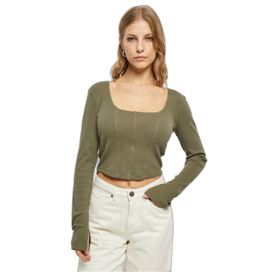 URBAN CLASSICS Crop Langarm Corsage T-Shirt  