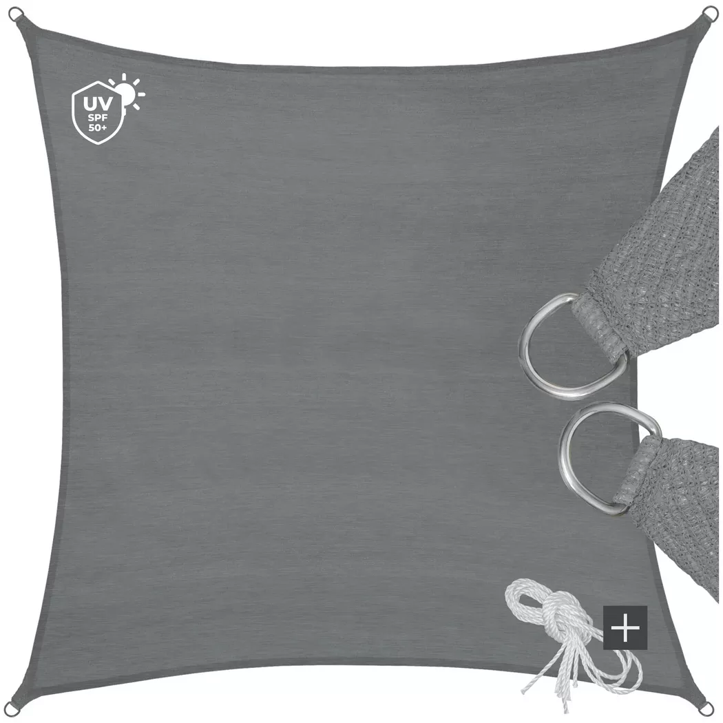 tectake Shade Sail - Rectangular With Uv Protection 50+, Water-Repellent, Grey | Size: Small